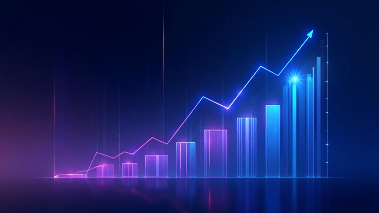 Business growth dashboard showing revenue increase